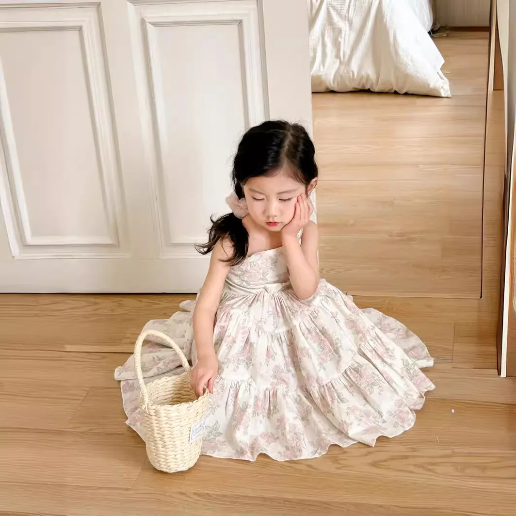 

New Girl's Lace, Lace Fragmented Flower Dress For Middle And Small School Children