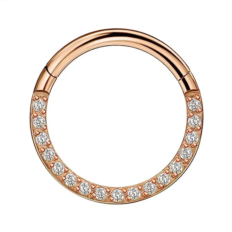 Mode Kristall Edelstahl Septum Hoop Clickers Nasenring Frauen Tragus Knorpel Helix Piercing Creolen Schmuck
