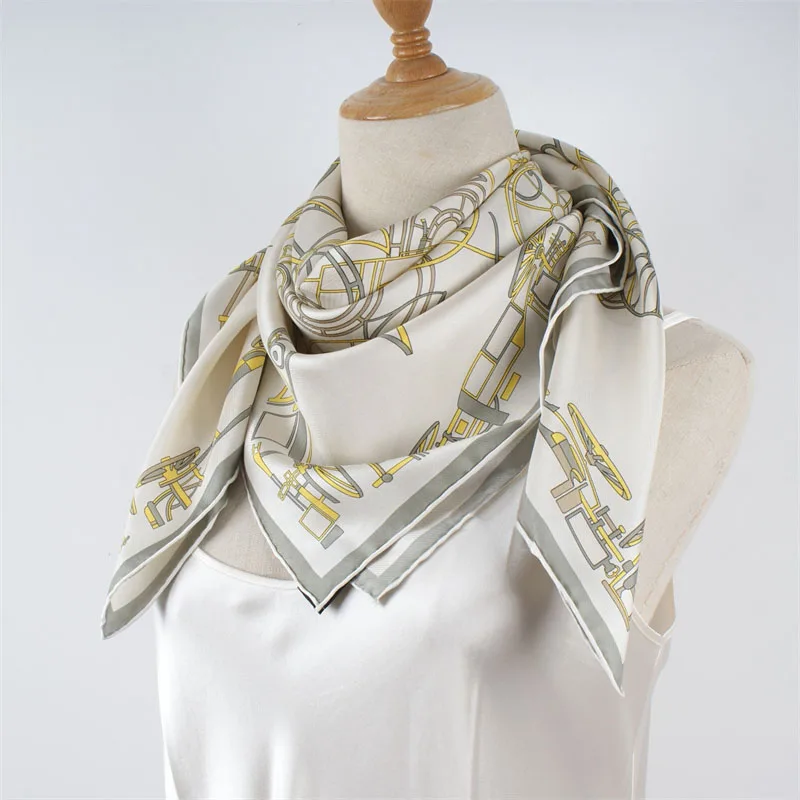 100% Twill Silk Scarf 14MM Fashion Printed 90 Silk Bandana Scarf Neckerchief