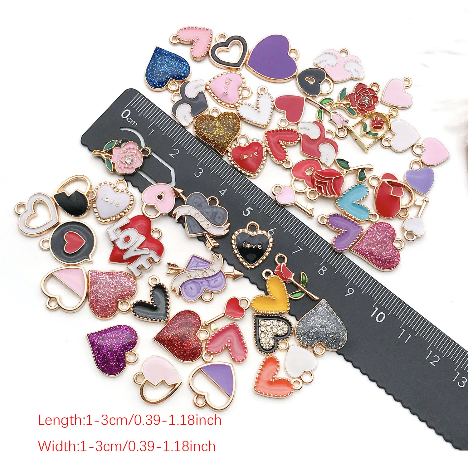 مختلط 30/120 قطعة قلب، شكل خوخ، وردة، سحر قلادة من سبائك المينا على شكل جناح، إكسسوارات زينة ذاتية الصنع، الأكثر مبيعًا.