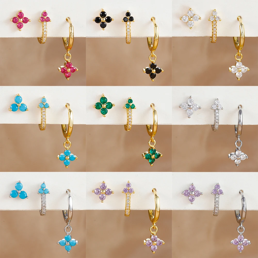 3 szt. Moda kwiat ze stali nierdzewnej małe kolczyki koła zestaw dla kobiet 18K pozłacane Huggie chrząstka Piercing biżuteria aretes