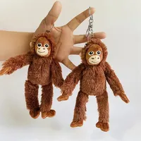 Lovely Gorilla Orangutans Monkey Cute Animal Pendant Key Ring Soft Stuffed Doll Plush Toy Girl Boy Birthday Christmas Gift 1pc