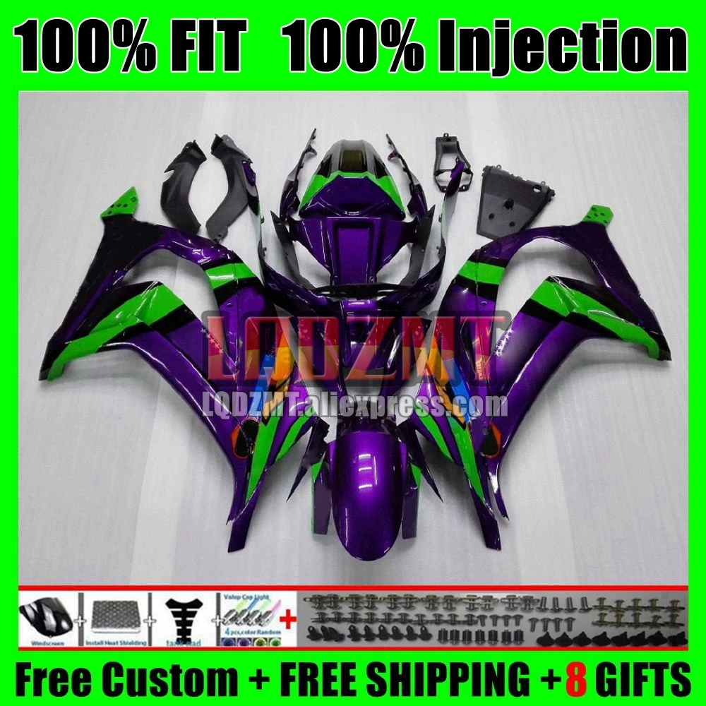 Injection For KAWASAKI NINJA ZX1000 ZX 10R 2011 2012 2013 2014 2015 Purple green 61No.22 ZX-10R ZX10R 11 12 13 14 15 OEM Fairing