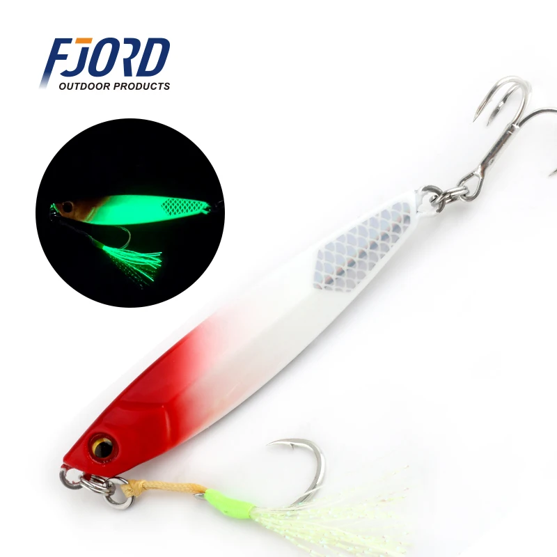 FJORD Flache, langsam leuchtende Metall-Jig-Blei-Angelköder, Salzwasser, 20 g, 30 g, 40 g, 60 g, Shore Casting, künstliche Köderhaken, Angelgerät