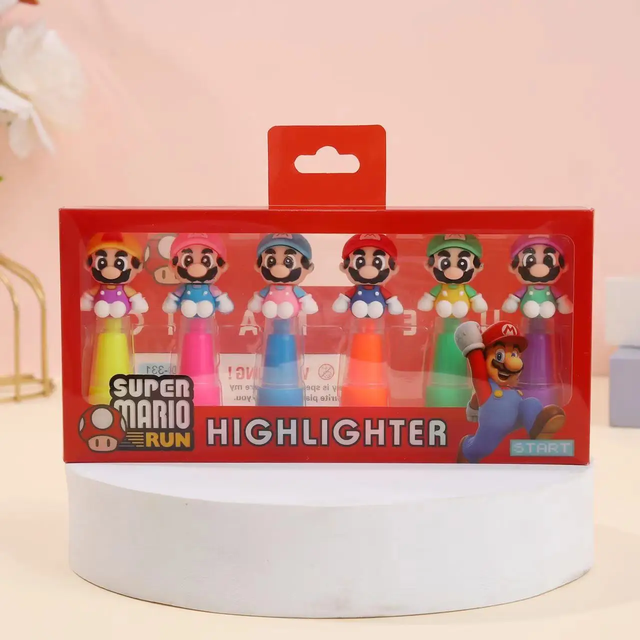 

6/24pcs Super Mario pen school stationery horse highlighter pens 6 pieces 1 box of kawaii color marker pen study supplies gifts