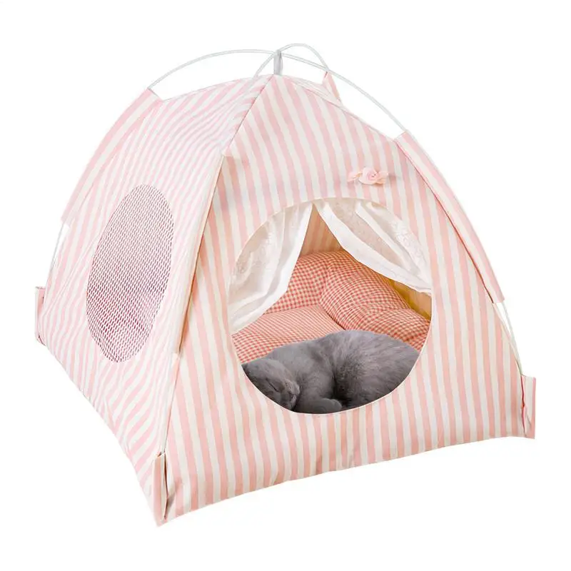 

Pet Tent For Cats Semi-Enclosed Portable Cat Playpen Comfortable Animal Resting Cushion With Mesh Removable Washable For Bunny