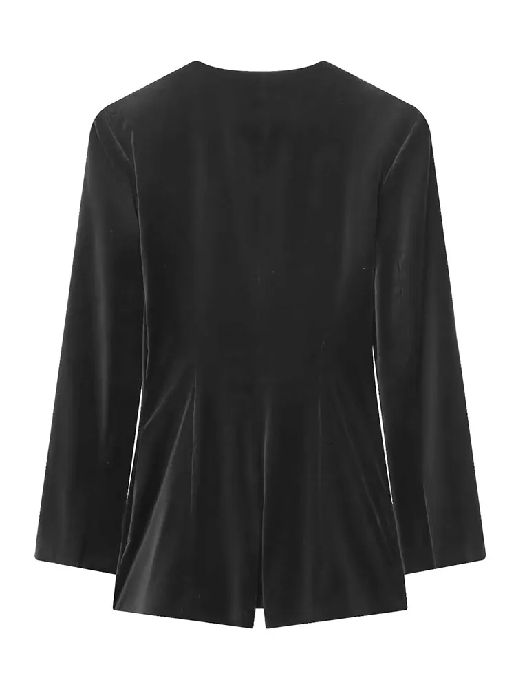 HH Women 2026 New Fashion Versatile Sexy Velvet V-neck Short Suit Jumpsuit Female Single-Breasted Long-Sleeved Casual Jumpsuit