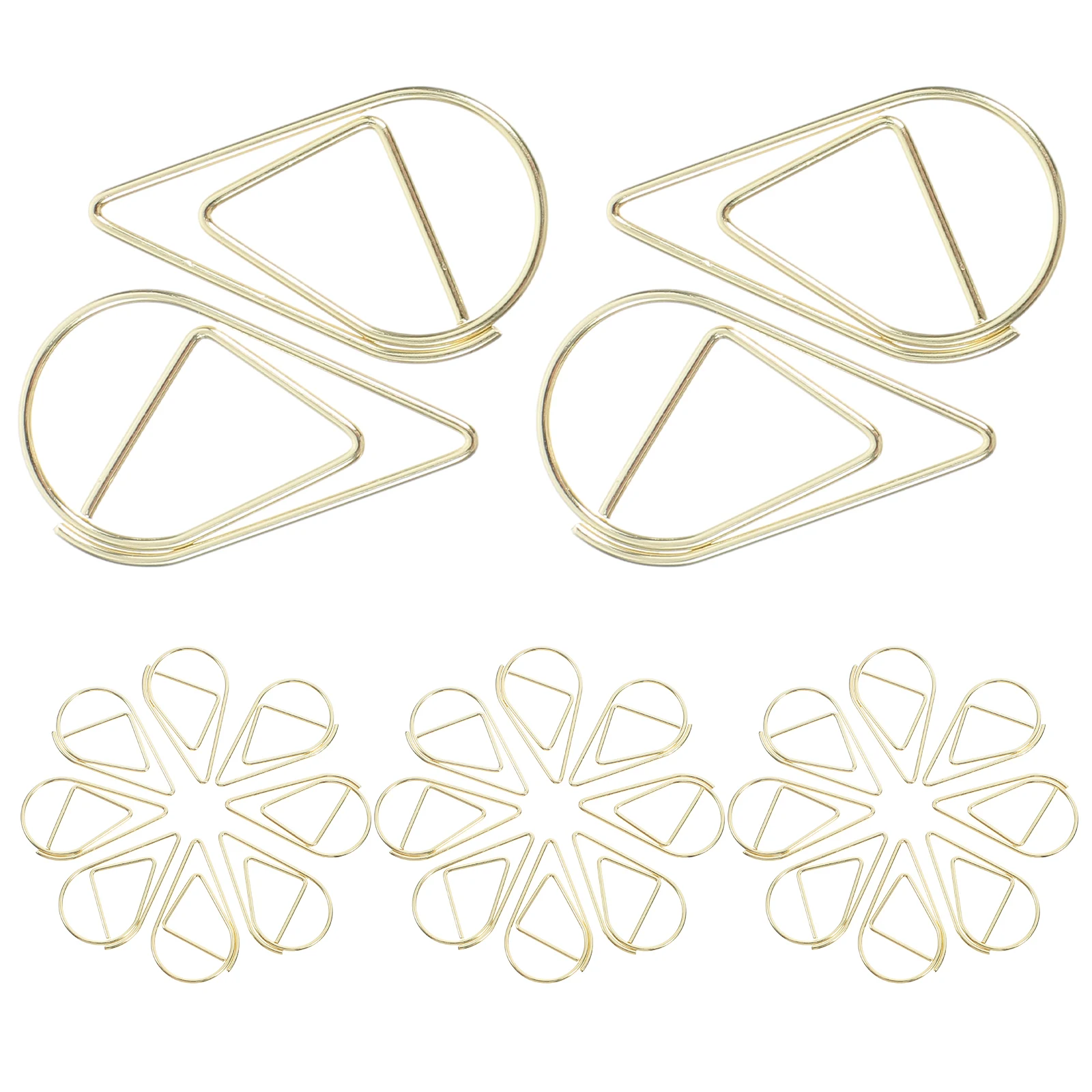 

100pcs Teardrop Gold Metal Office Supplies File Creative Paper Clips Clips for Documents Shaped Clamps