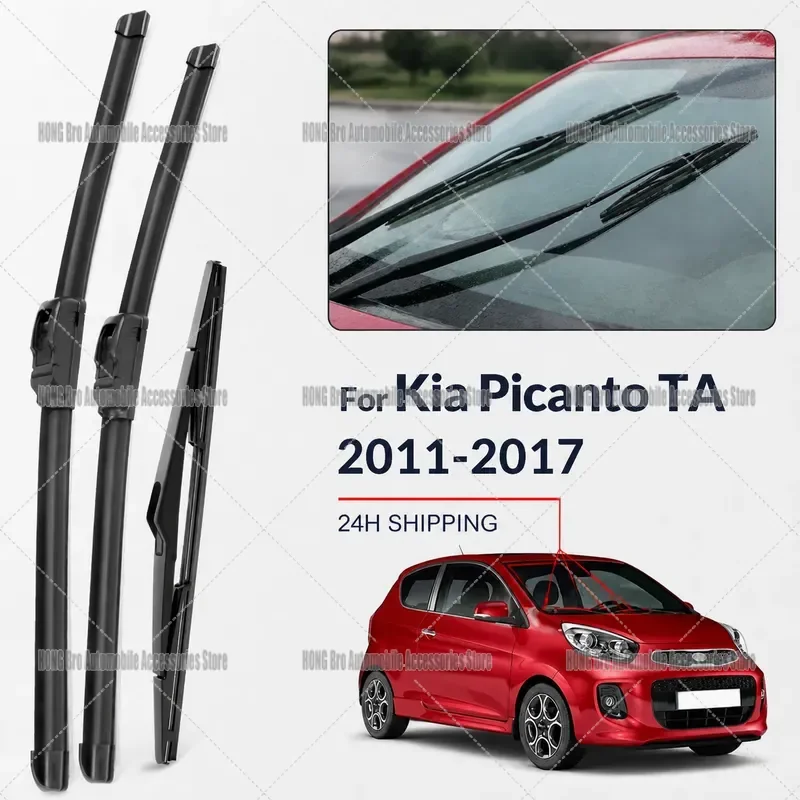 For Kia Picanto TA 2011-2017 Front Rear Windshield Wiper Blades Set 24 14 12 Inch Window Screen Washer Brush Auto Accessories