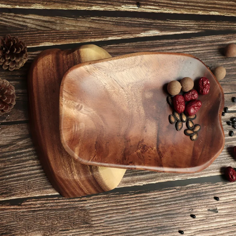 Withered Whole South American Walnut Random Irregular Oval Wood Plate Fruit Plate Tea Tray Inventory Heart Plate Creativity