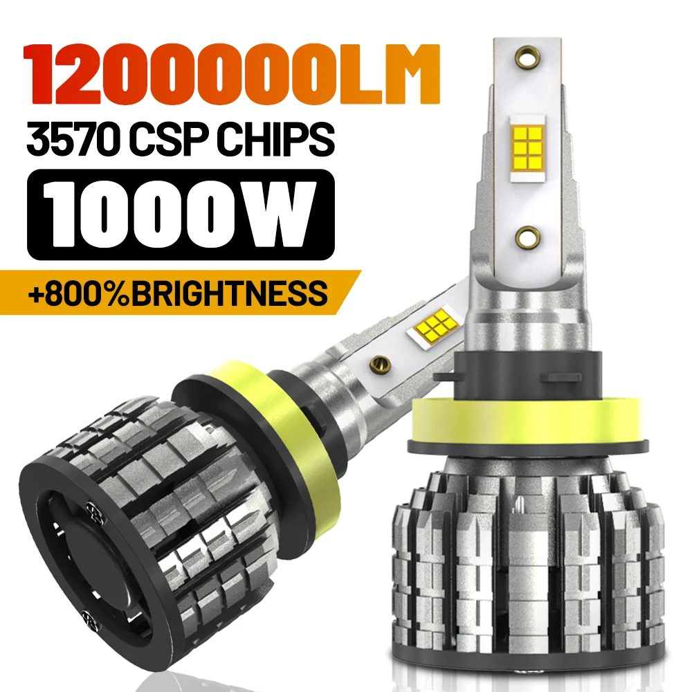 

2Pcs H7 H4 Led Car Headlight Bulb H8 H9 H11 H1 9005 HB3 9006 HB4 9012 HIR2 Canbus 1000W 1200000LM 6000K Turbo Lamp Automobiles