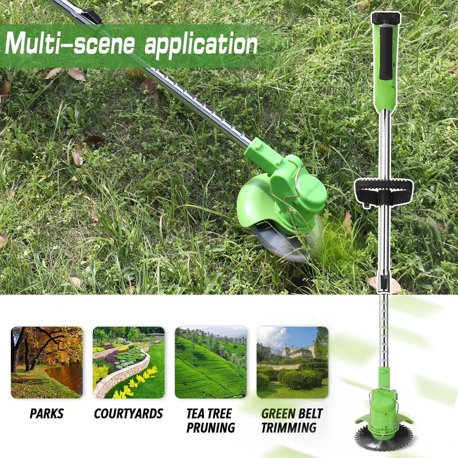 Electric Lawn Mower Rechargeable Battery Cordless Grass Trimmer Auto Release Portable Garden Tools Garden Trimming Machine