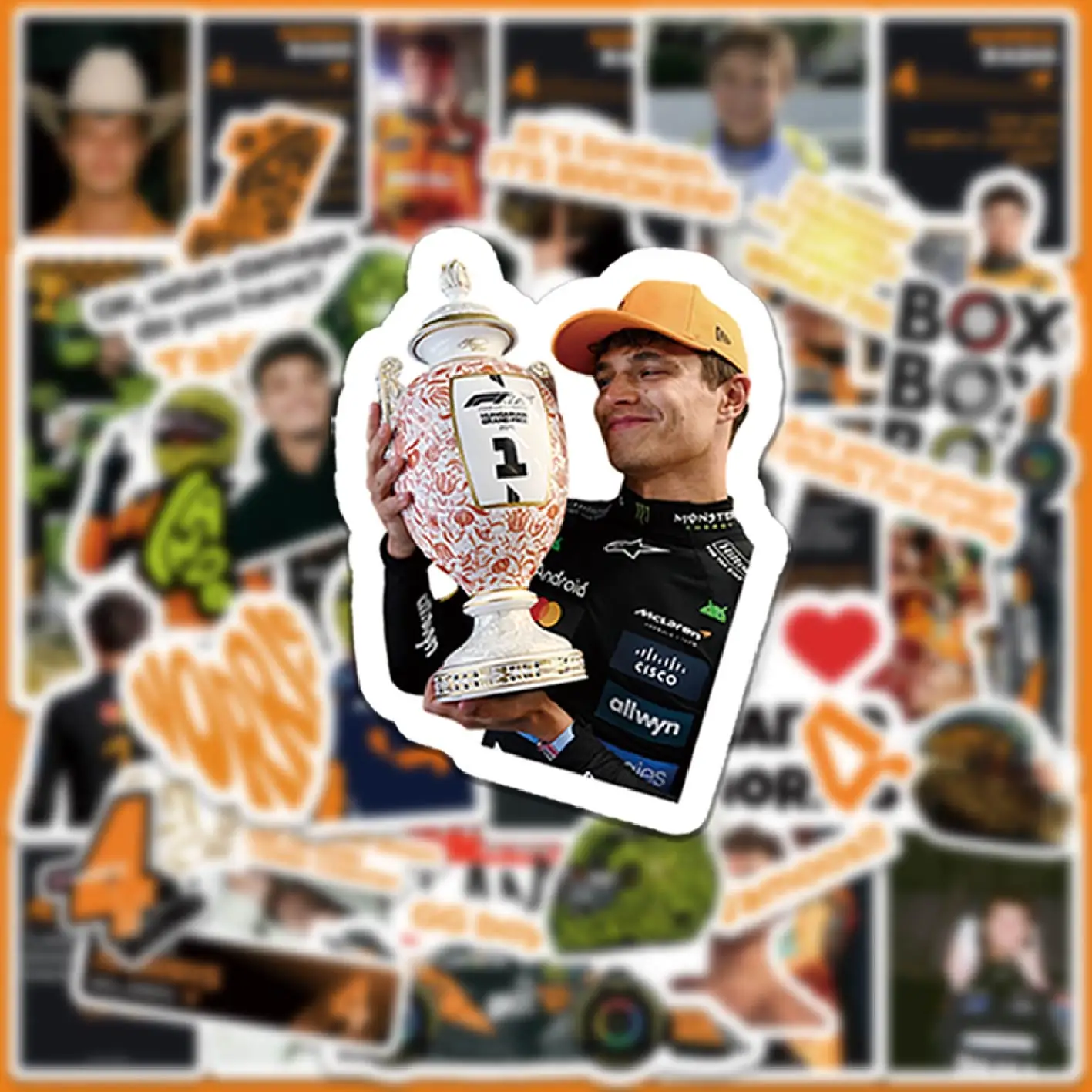 5-6 Sheets F1 Stickers, Norris Stickers,  Racing Stickers, Phone  Stickers, Water Bottle Decor Stickers, Birthday Party Stickers view 6