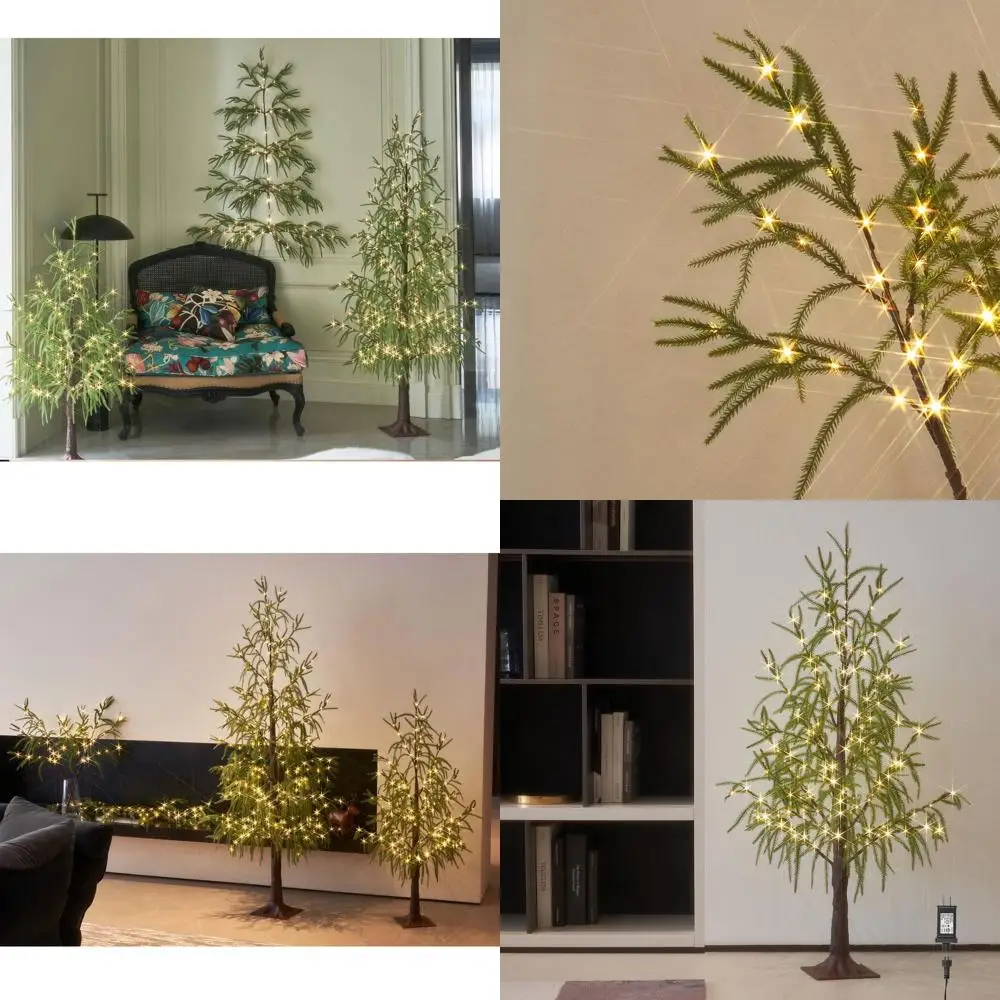 

4-Foot Artificial Norfolk Pine Tree with 180 LED Lights for Indoor/Outdoor Christmas Decor
