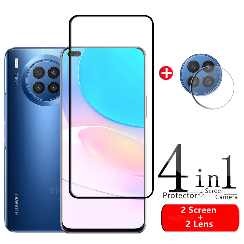 Vidrio de cubierta completa para Huawei Nova 8i, vidrio templado, Protector de pantalla HD 9H, vidrio de lente