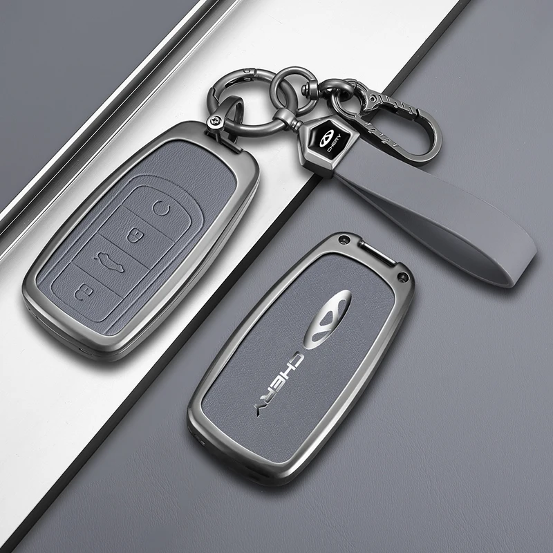 Zinc Alloy Car Key Cover For Chery Tiggo 9 Smart Remote Key Case Shell Anti‑Drop Keychain Auto Interior Accessories