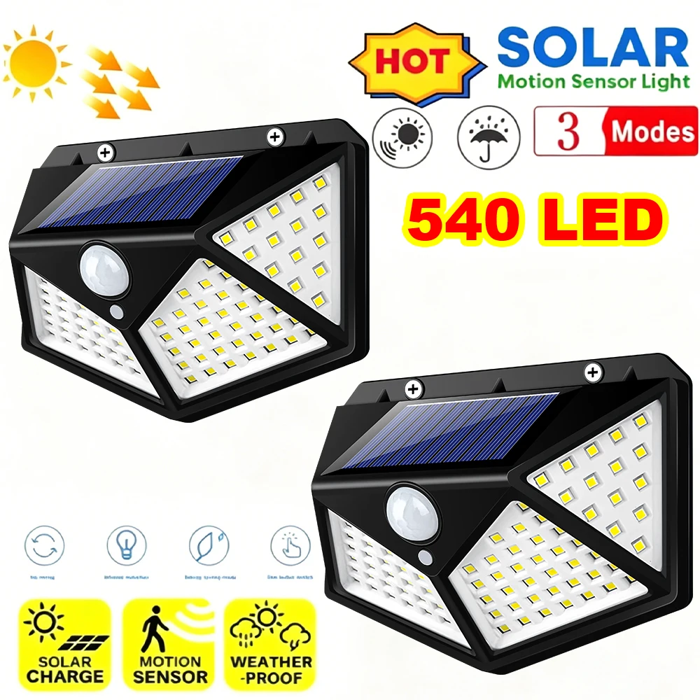 Wall Lighting Outdoor - 540 LED Solar Lamp Outdoor Security
