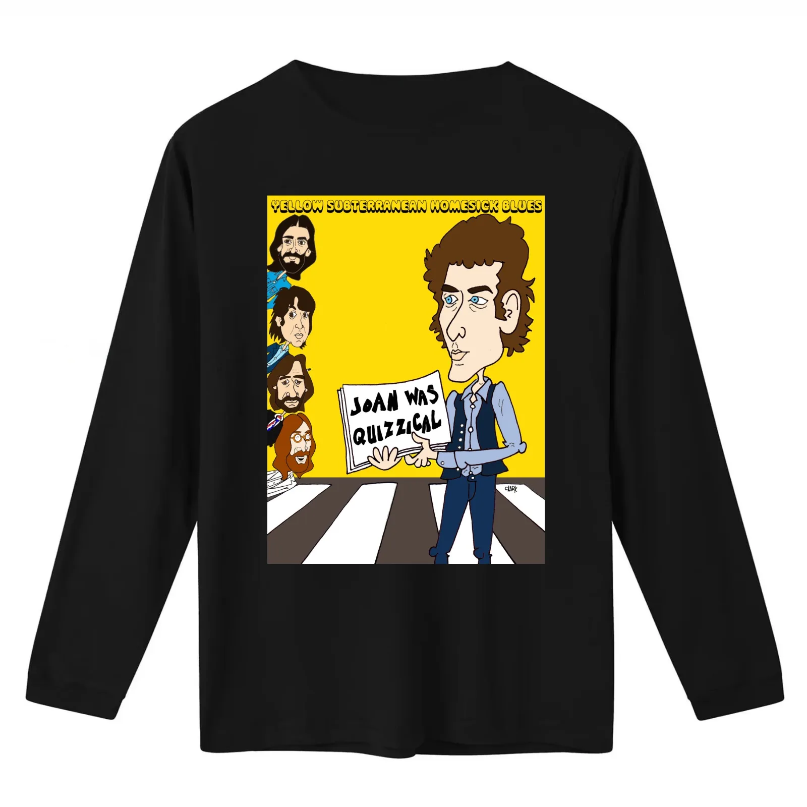 YELLOW BLUES: 4 Musical Icons Meet Another On A Zebra Crossing. T-Shirt Summer Casual Cotton Tee Oversized Streetwear Tops