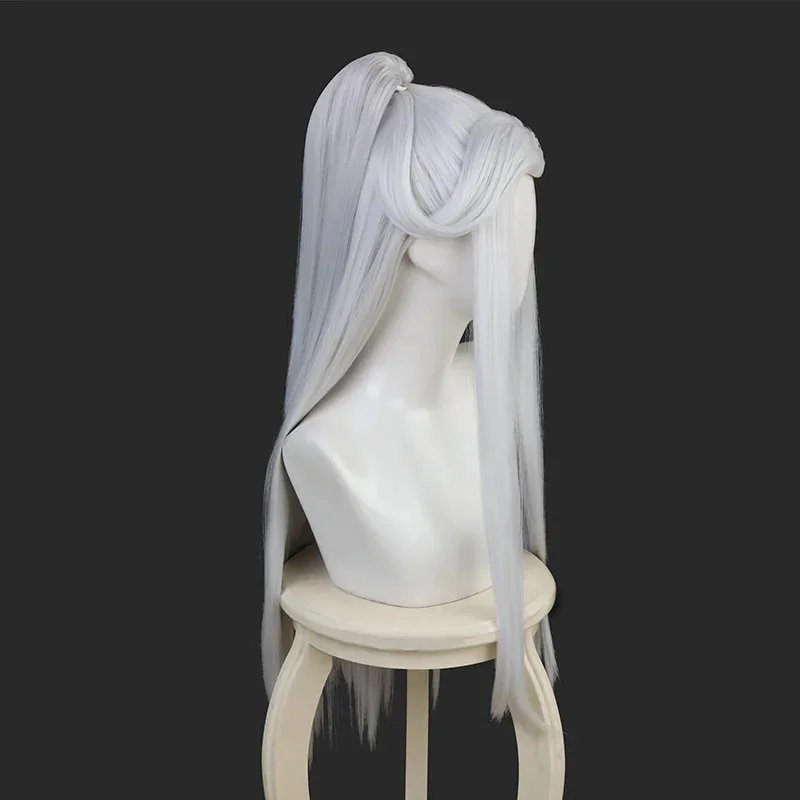Dy20official celestial abençoe cosplay com roupas brancas bai wuxiang cos peruca tian guan ci fu hanfu perucas masculinas halloween adereços25