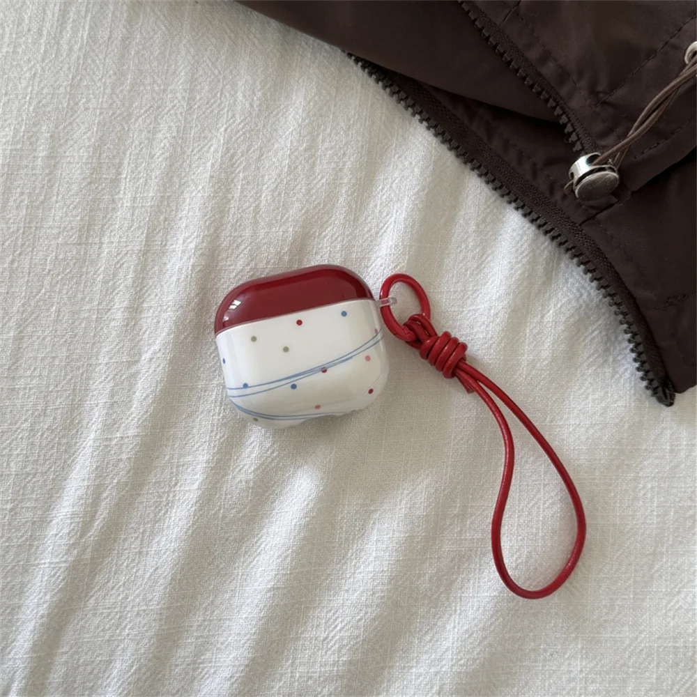 

Korean INS simple polka dot line earphone case shockproof Funda for Apple Airpods 4 3 2 cover Airpods Pro 3 Pro 2 Cases For pro