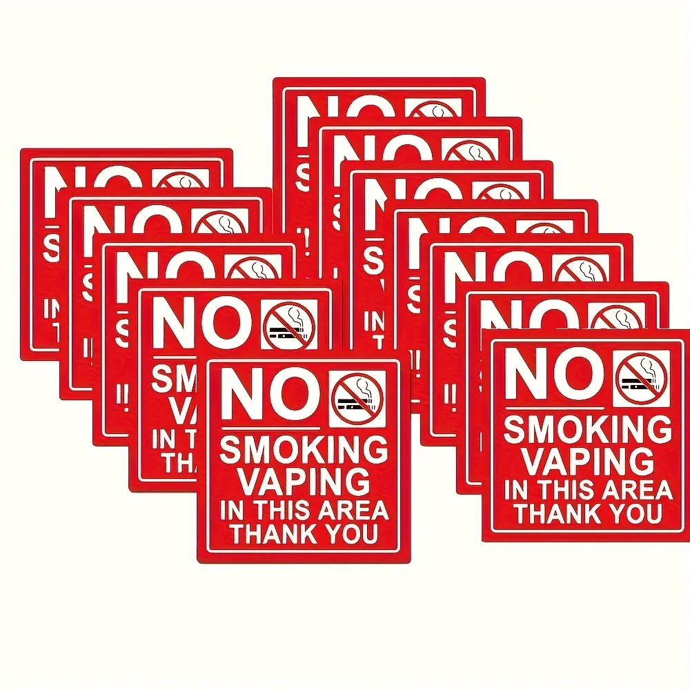 4x4 Inch No Smoking Stickers - 12 Pack of “No Smoking in This Area” Warning Labels