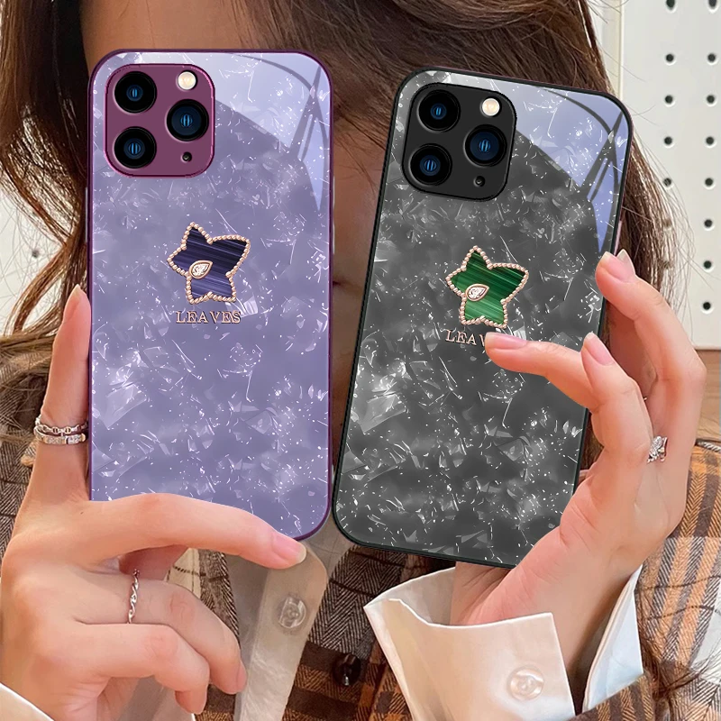 

Rose Ivy Black For IPhone 16 Pro Max 15 Pro 14 13 12 Mini 11 XS Max XR 7 8 Plu SE 2022 Tempered Glass Phone Case