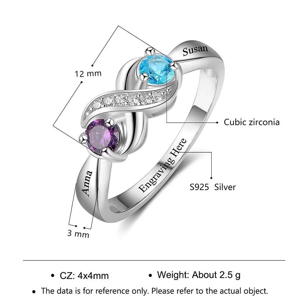Personalized Birthstone Names Engraved Promise Ring for Women Custom Birthstone Rings for Mother Daughter Wife Birthday Gifts