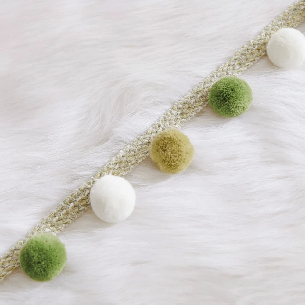 25M 3cm Ruban à pompons à boules, largeur 5cm, pour garniture de rideaux, décoration de coussins, bordure de nappe et artisanat DIY