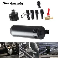 Deflector de aluminio Universal para coche, lata de captura de aceite, tanque de 2 puertos con filtro de ventilación, separador de aceite