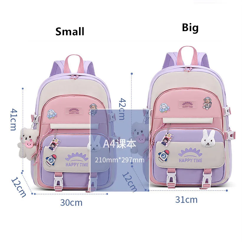 Simpatica borsa da scuola coreana per ragazza zaino kawaii rosa viola bookbag studente elementare regalo per bambini