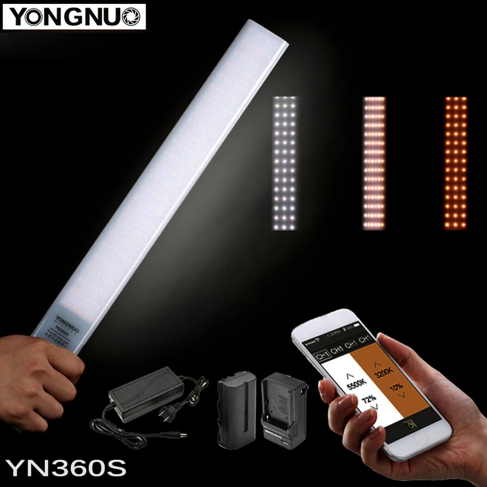 Yongnuo YN360S Ultra-thin Handheld LED Video Light Ice Stick 5500K White /3200-5500K Bi-color Photography Fill Lighting Lamp