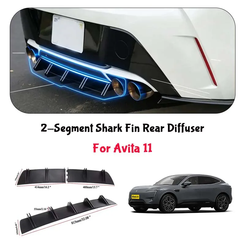 For Avita 11 Shark Fin Rear Diffuser Split Chassis Spoiler Auto Aerodynamic Parts Aerodynamic Modification