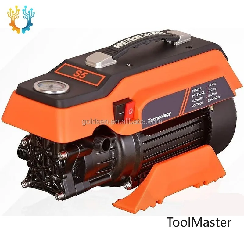 【2026】TOLHIT 1900w 125bar 10L Water Flow Mobile Car Jet Pump Washing Machine Electric Power High Pressure Cleaner Washer With 10