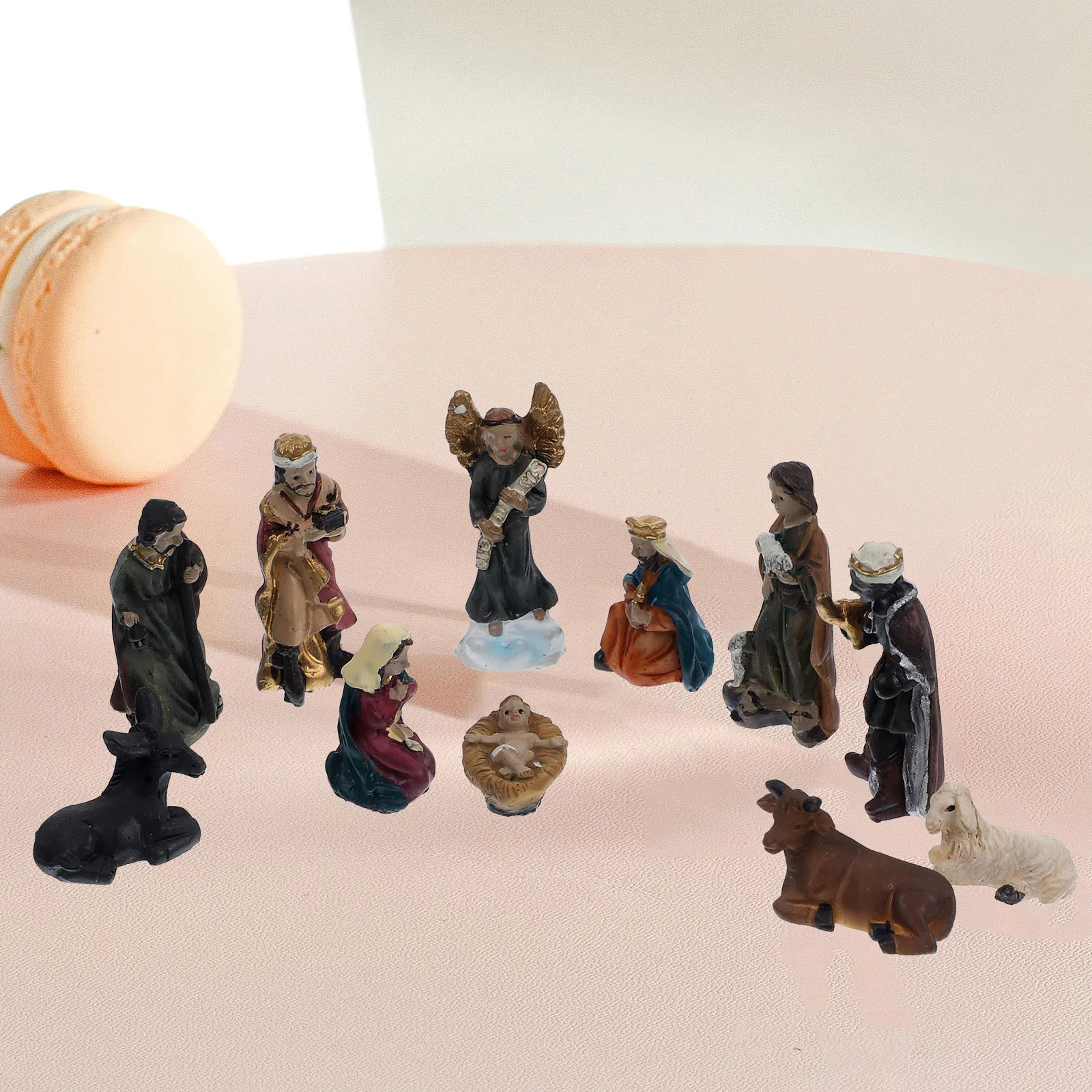 

Resin Jesus Statue Religious Adornment for Church Home Decor Craft Nativity Figurines Scene Set Miniature