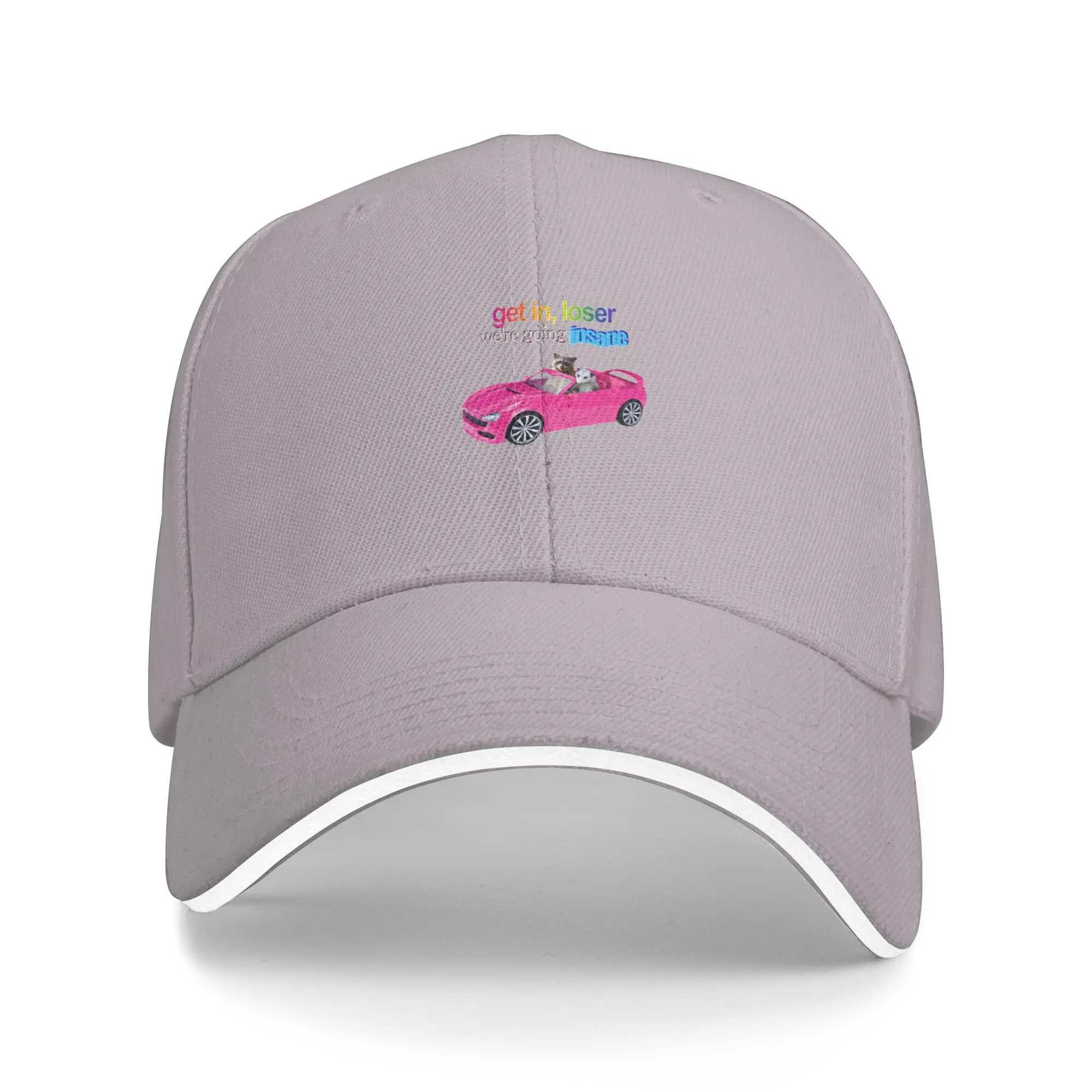 Hot Sale Get in loser  we re going insane raccoon possum word art Baseball Cap  Durable Cap For Women  Gardening Cap For Women
