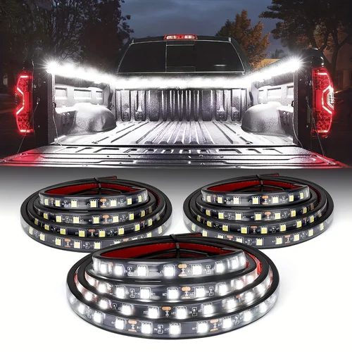 Tira de luces LED blanca 2 en 1 3 en 1 para cama de camión, 150cm con interruptor de encendido/apagado, fusible de hoja para camioneta de carga, SUV, RV, lámpara decorativa para barco