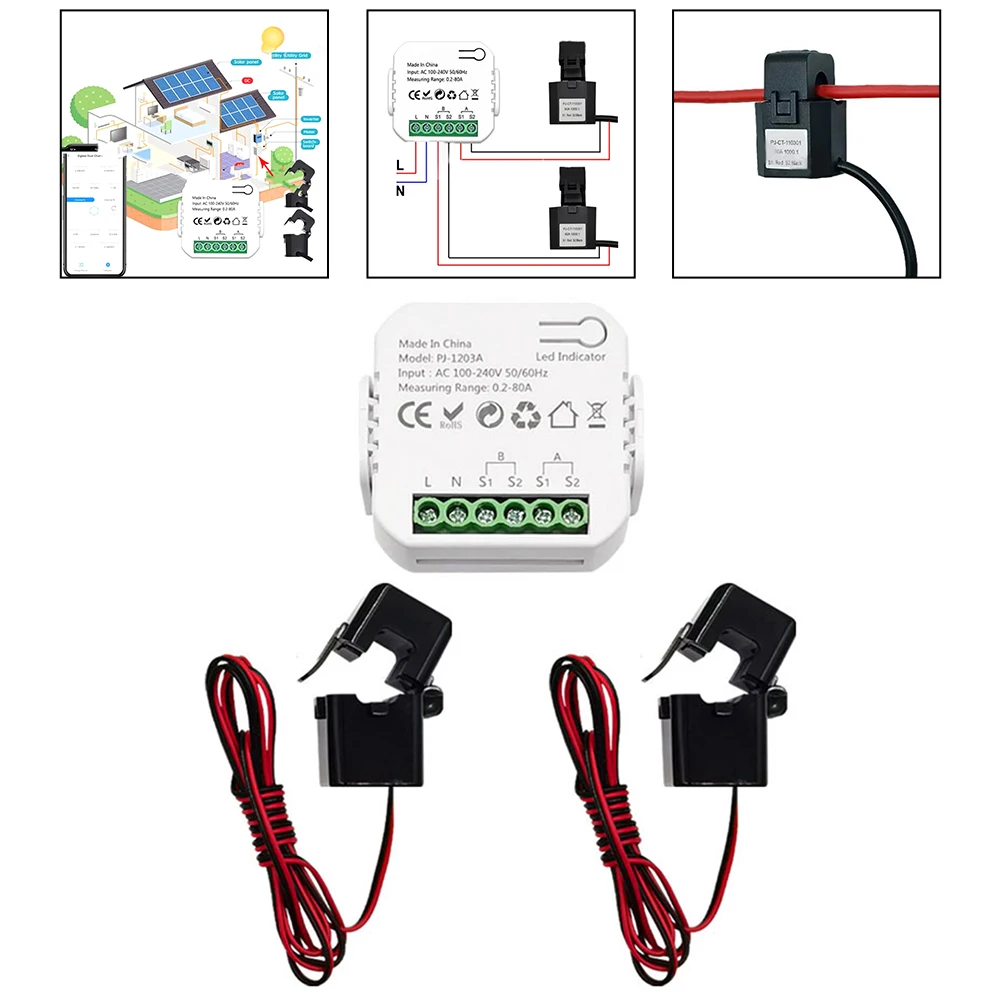 /For /Tuya /For For ZigBee Energy Monitor 2 Channel With For For CT Current Sensor Clamp For Life App Real Power Voltage Trackin