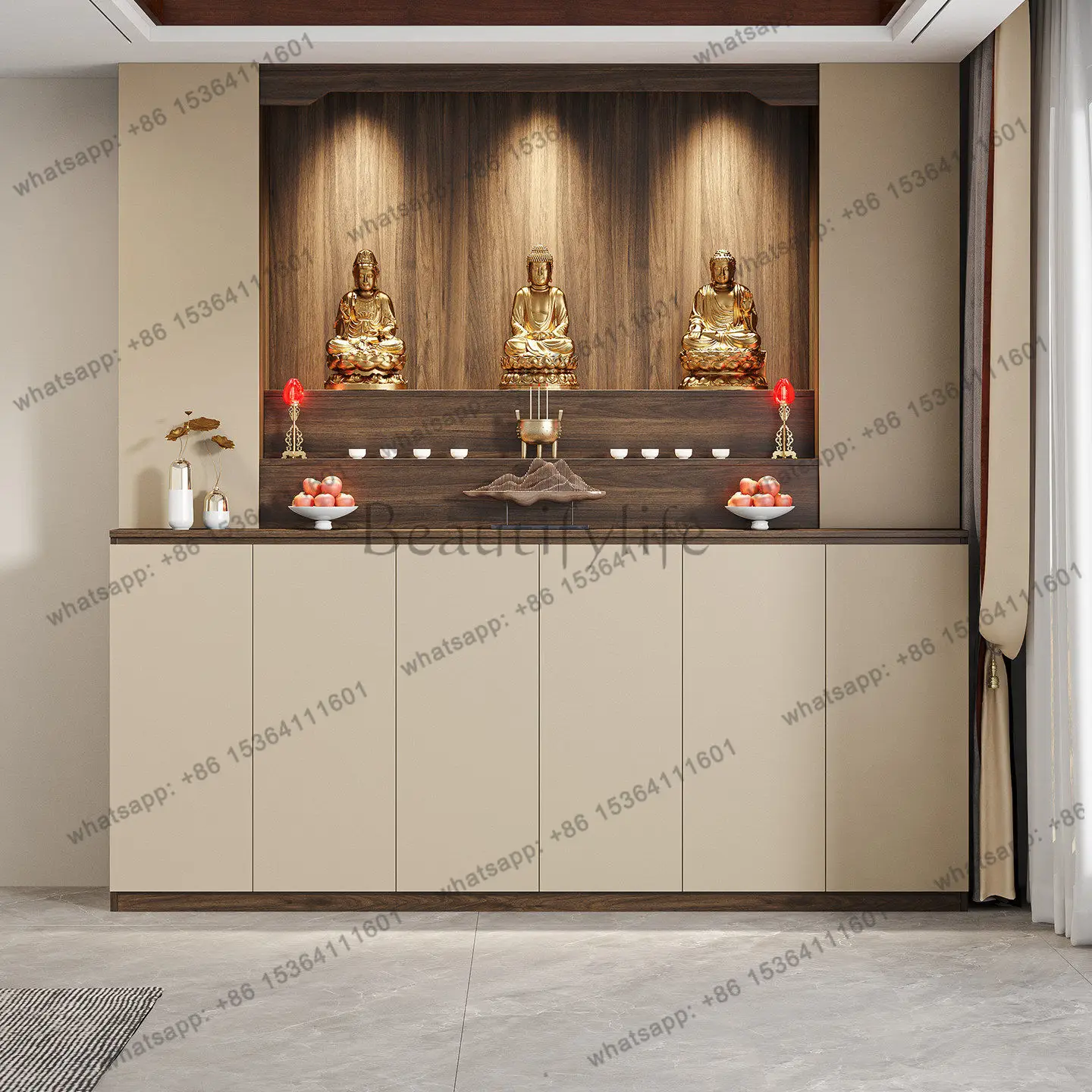 

Solid wood Buddhist niche, living room, incense table, shrine, Buddhist hall, standing cabinet, worshiped by God of Wealth