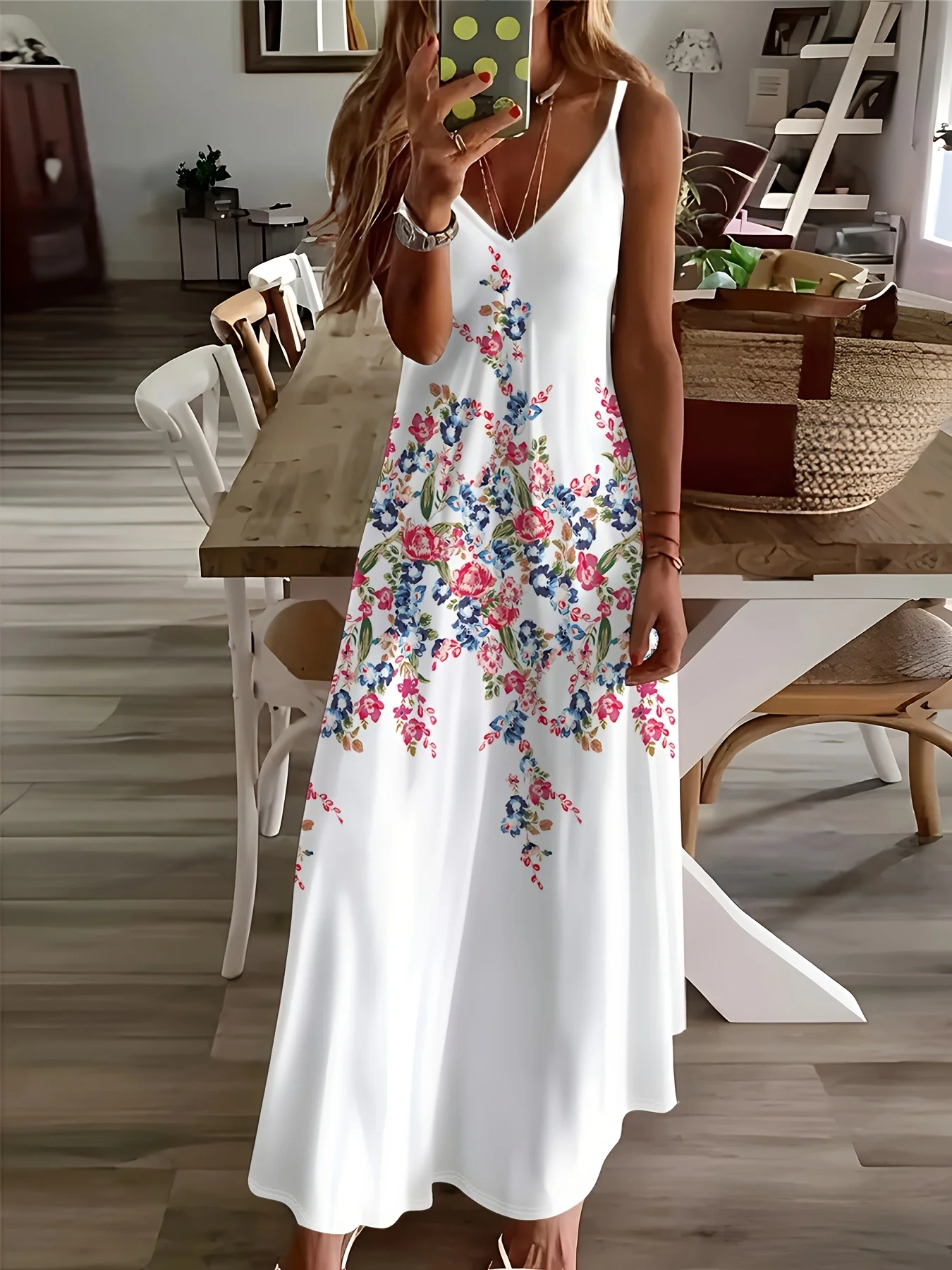 

Платье с цветочным принтом в повседневном стиле, белое женское платье