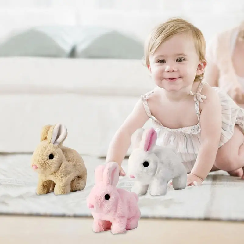 Bunny Toys for Kids Realistic Electronic Toy Bunny Stuffed Animals Jumping Twitching Nose Wiggling Ears Interactive Plush