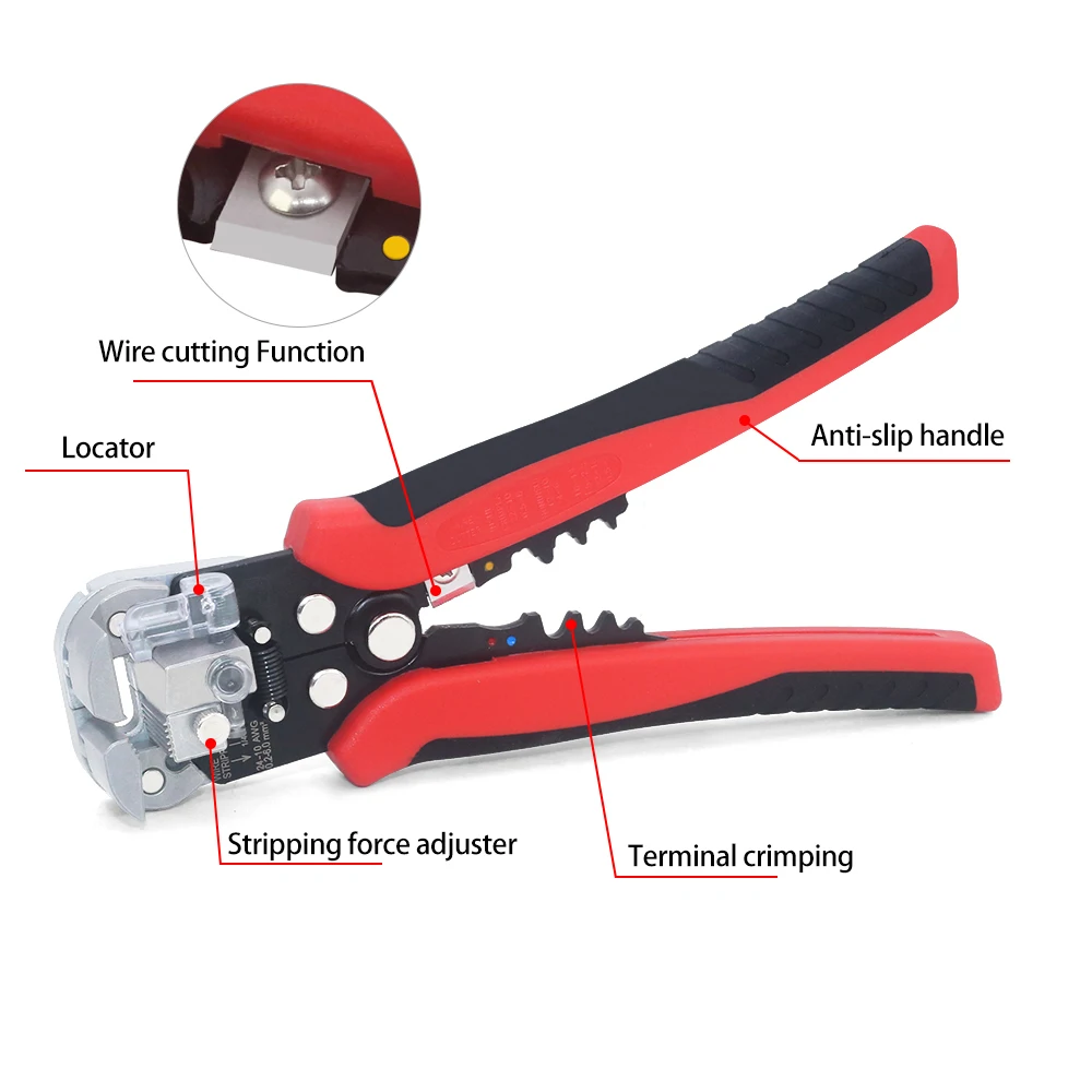Multifunctional Wire Stripper CLE-D1 Stripping Range 0.2-6mm AWG24-10 With Sharp Thread Trimmer & Terminals Crimping Pliers