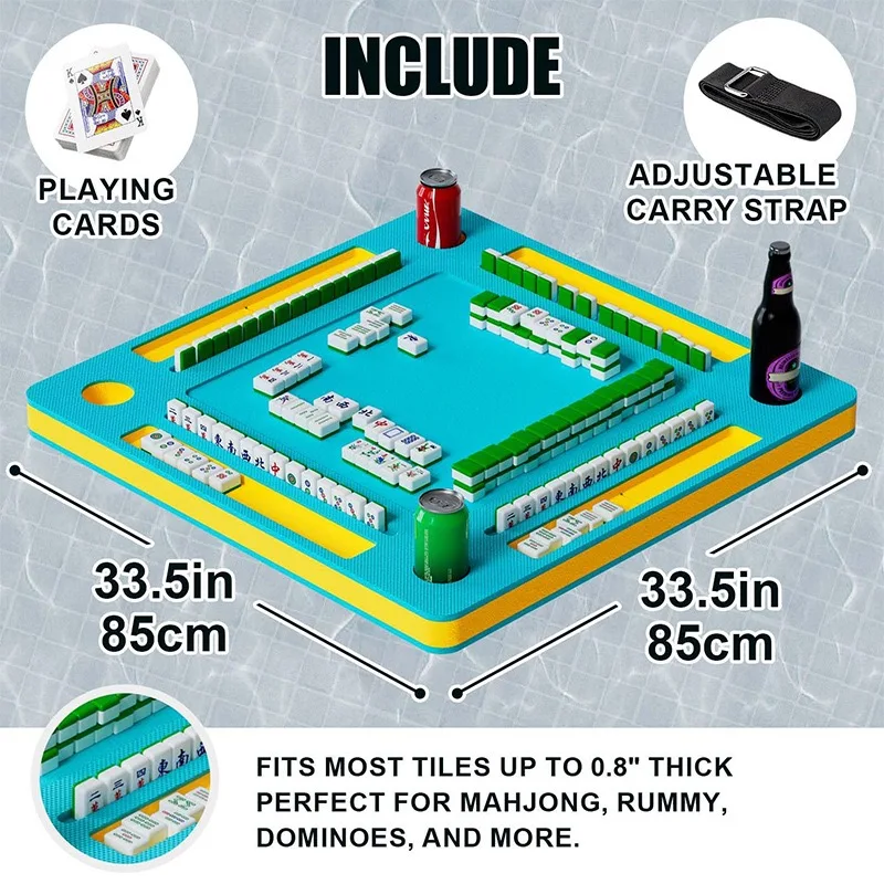 Luxury Modern Square Portable Floating Mahjong Table Pad Non-Slip Noise Reduction Washable Eco-Friendly Foldable Microfiber 4