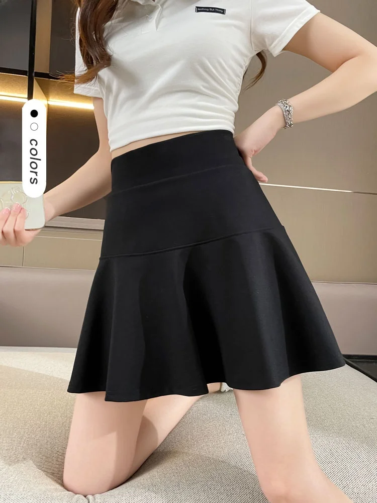 

Черная юбка-миди А-силуэта с высокой талией, женская, весна 2023, новинка, большие размеры, стройнящий дизайн, модная.