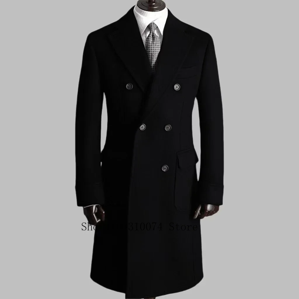 

Тренч с зубчатыми лацканами и двубортный, удобная зимняя мужская куртка, двубортный, теплый, на заказ пальто