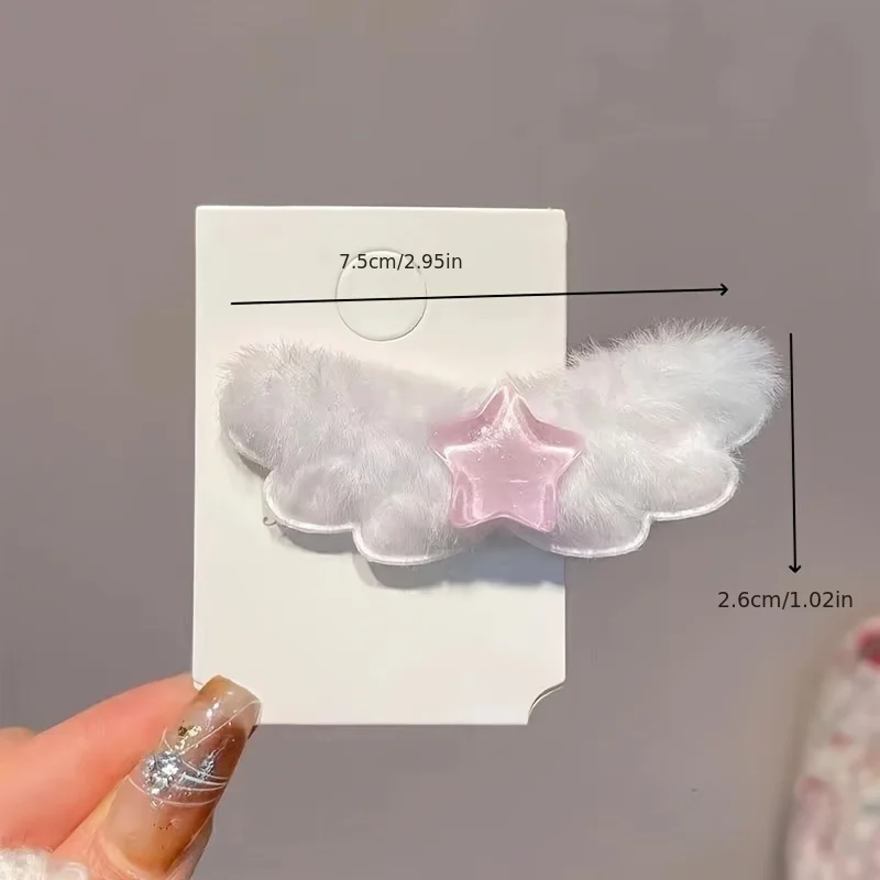 2pcs Cute Stars Plush Wings Hairpin A Hair Clip with A Sweet Duck Beak on The Side Baby Hair Accessories