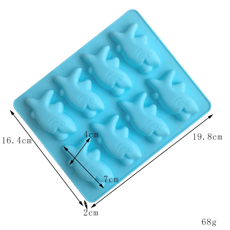 New DIY Shark Silicone Molds 8 holes Marine Animals Baking Cake Decoration Tools Ice Pudding Fondant Biscuit Mold Chocolate