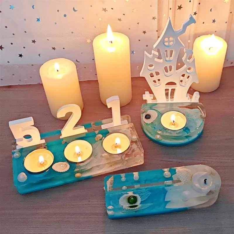 Candlestick Silicone Mold Candle Holder Ornaments DIY Gypsum Cement Epoxy Resin Mold Christmas Halloween Crafts Home Decoration