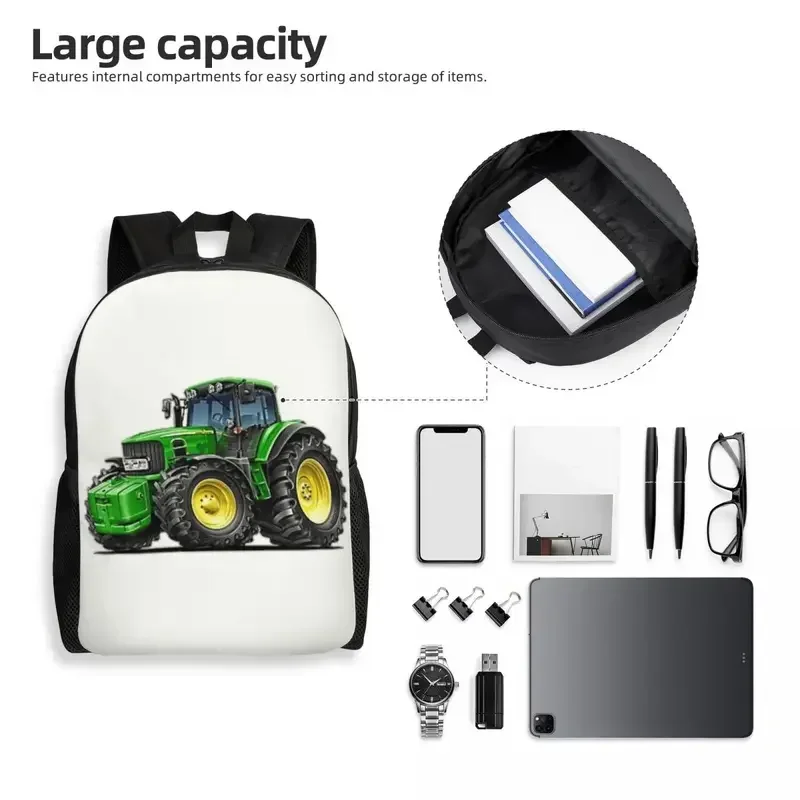 حقائب ظهر للجرارات مطبوعة ثلاثية الأبعاد للبنين والبنات حقائب سفر للكلية والمدرسة للرجال والنساء حقيبة كتب تناسب كمبيوتر محمول مقاس 15 بوصة MN3