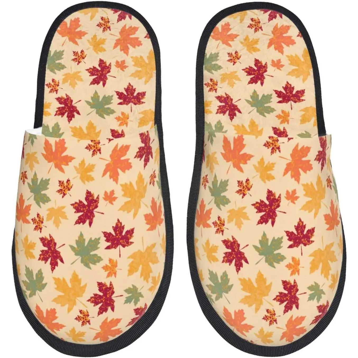 

Autumn Maple Leaves Print Women'S Fuzzy Slip On Indoor Outdoor Winter House Slippers Guest Slippers for Bedroom Women Print