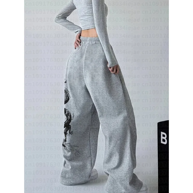 Women's Kid Casual Joggers with Cross & Dragon Print - Drawstring Waist, Straight-Leg Sweatpants, Machine Washable